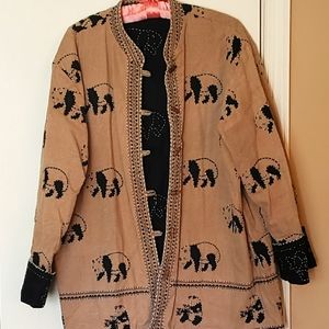 ONE OF A KIND ladies jacket w PANDA pattern- reversible!